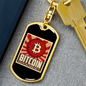 Bitcoin Cryptocurrency Crypto Keychain Stainless Steel or 18k Gold Dog Tag Keyring-Express Your Love Gifts