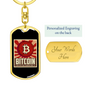 Bitcoin Cryptocurrency Crypto Keychain Stainless Steel or 18k Gold Dog Tag Keyring-Express Your Love Gifts