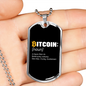 Bitcoin Defined Crypto Necklace Stainless Steel or 18k Gold Dog Tag 24" Chain-Express Your Love Gifts