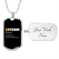 Bitcoin Defined Crypto Necklace Stainless Steel or 18k Gold Dog Tag 24" Chain-Express Your Love Gifts