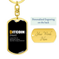 Bitcoin Definition Noun Crypto Keychain Stainless Steel or 18k Gold Dog Tag Keyring-Express Your Love Gifts