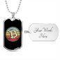 Bitcoin Dollar Crypto Necklace Stainless Steel or 18k Gold Dog Tag 24" Chain-Express Your Love Gifts