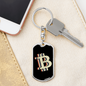 Bitcoin Dollar Sign Crypto Keychain Stainless Steel or 18k Gold Dog Tag Keyring-Express Your Love Gifts