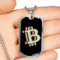 Bitcoin Dollar Sign Crypto Necklace Stainless Steel or 18k Gold Dog Tag 24" Chain-Express Your Love Gifts
