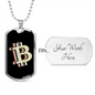Bitcoin Dollar Sign Crypto Necklace Stainless Steel or 18k Gold Dog Tag 24" Chain-Express Your Love Gifts
