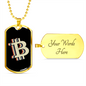 Bitcoin Dollar Sign Crypto Necklace Stainless Steel or 18k Gold Dog Tag 24" Chain-Express Your Love Gifts