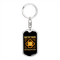 Bitcoin Hundredaire B Crypto Keychain Stainless Steel or 18k Gold Dog Tag Keyring-Express Your Love Gifts