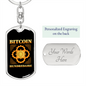 Bitcoin Hundredaire B Crypto Keychain Stainless Steel or 18k Gold Dog Tag Keyring-Express Your Love Gifts