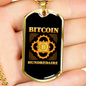 Bitcoin Hundredaire B Crypto Necklace Stainless Steel or 18k Gold Dog Tag 24" Chain-Express Your Love Gifts