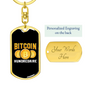 Bitcoin Hundredaire Crypto Keychain Stainless Steel or 18k Gold Dog Tag Keyring-Express Your Love Gifts
