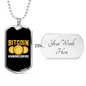 Bitcoin Hundredaire Crypto Necklace Stainless Steel or 18k Gold Dog Tag 24" Chain-Express Your Love Gifts
