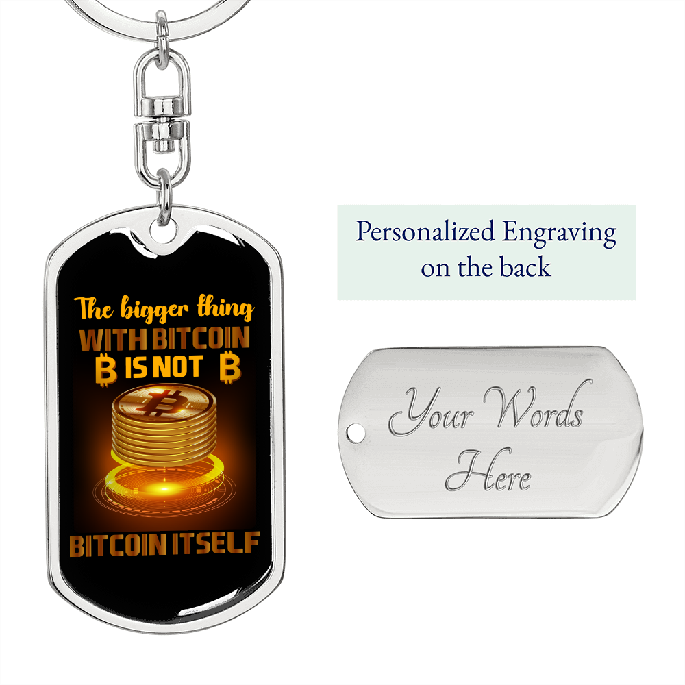 Bitcoin Itself Crypto Keychain Stainless Steel or 18k Gold Dog Tag Keyring-Express Your Love Gifts