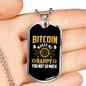 Bitcoin Makes Me Happy Crypto Necklace Stainless Steel or 18k Gold Dog Tag 24" Chain-Express Your Love Gifts