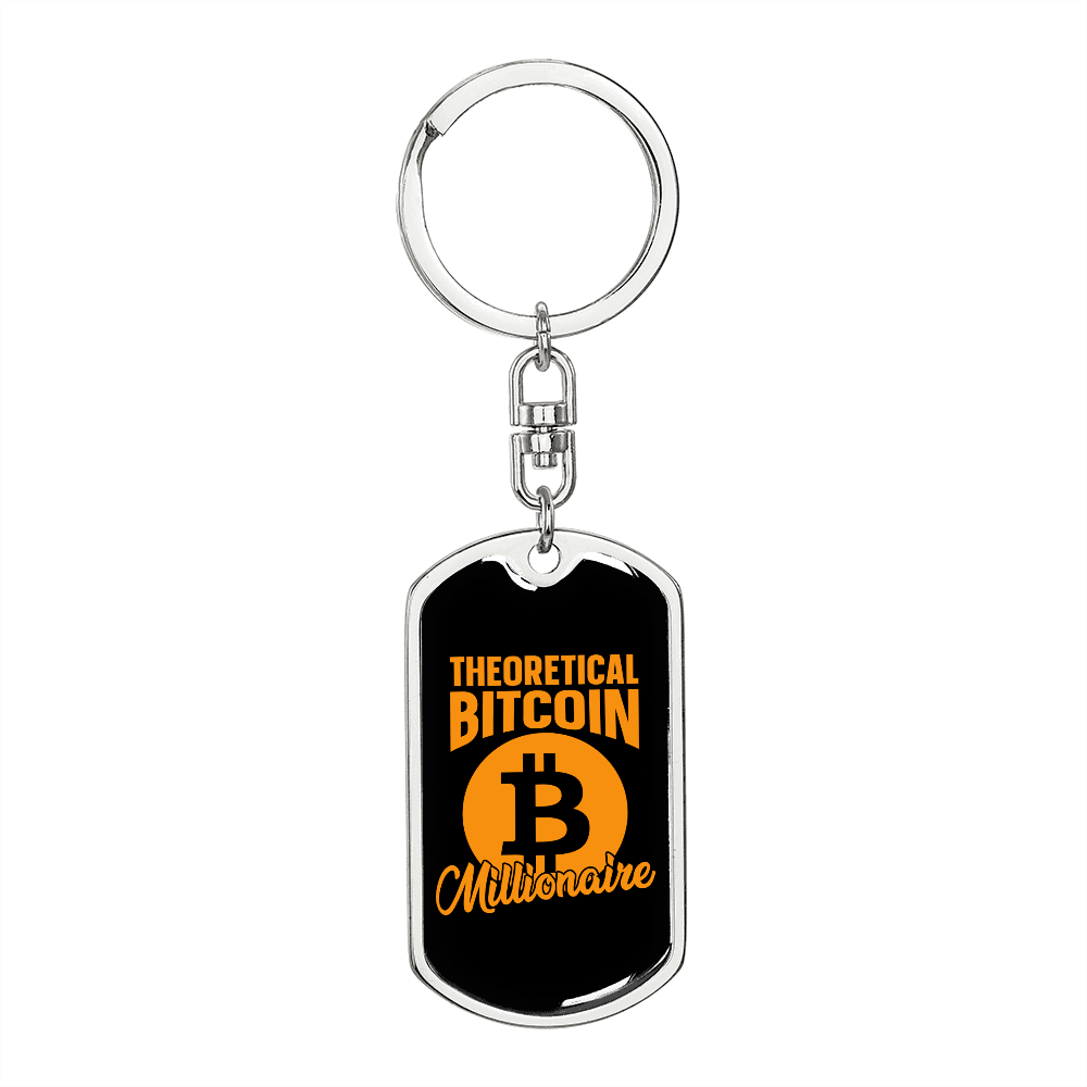 Bitcoin Millionaire Crypto Keychain Stainless Steel or 18k Gold Dog Tag Keyring-Express Your Love Gifts