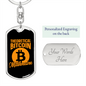 Bitcoin Millionaire Crypto Keychain Stainless Steel or 18k Gold Dog Tag Keyring-Express Your Love Gifts