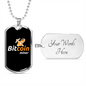 Bitcoin Miner Crypto Necklace Stainless Steel or 18k Gold Dog Tag 24" Chain-Express Your Love Gifts