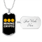 Bitcoin Mining Crypto Crypto Necklace Stainless Steel or 18k Gold Dog Tag 24" Chain-Express Your Love Gifts