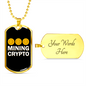 Bitcoin Mining Crypto Crypto Necklace Stainless Steel or 18k Gold Dog Tag 24" Chain-Express Your Love Gifts
