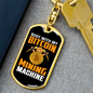 Bitcoin Mining Machine Crypto Keychain Stainless Steel or 18k Gold Dog Tag Keyring-Express Your Love Gifts
