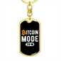 Bitcoin Mode On Crypto Keychain Stainless Steel or 18k Gold Dog Tag Keyring-Express Your Love Gifts