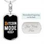 Bitcoin Mode On Crypto Keychain Stainless Steel or 18k Gold Dog Tag Keyring-Express Your Love Gifts