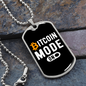 Bitcoin Mode On Crypto Necklace Stainless Steel or 18k Gold Dog Tag 24" Chain-Express Your Love Gifts