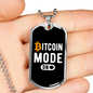 Bitcoin Mode On Crypto Necklace Stainless Steel or 18k Gold Dog Tag 24" Chain-Express Your Love Gifts