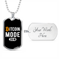 Bitcoin Mode On Crypto Necklace Stainless Steel or 18k Gold Dog Tag 24" Chain-Express Your Love Gifts