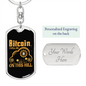 Bitcoin on This Hill Bitcoin Crypto Keychain Stainless Steel or 18k Gold Dog Tag Keyring-Express Your Love Gifts