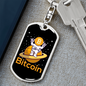 Bitcoin Peace Astronaut Crypto Keychain Stainless Steel or 18k Gold Dog Tag Keyring-Express Your Love Gifts