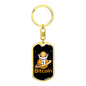 Bitcoin Peace Astronaut Crypto Keychain Stainless Steel or 18k Gold Dog Tag Keyring-Express Your Love Gifts