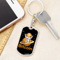 Bitcoin Peace Astronaut Crypto Keychain Stainless Steel or 18k Gold Dog Tag Keyring-Express Your Love Gifts