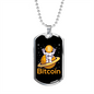 Bitcoin Peace Astronaut Crypto Necklace Stainless Steel or 18k Gold Dog Tag 24" Chain-Express Your Love Gifts