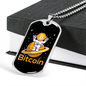 Bitcoin Peace Astronaut Crypto Necklace Stainless Steel or 18k Gold Dog Tag 24" Chain-Express Your Love Gifts