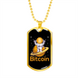 Bitcoin Peace Astronaut Crypto Necklace Stainless Steel or 18k Gold Dog Tag 24" Chain-Express Your Love Gifts