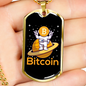 Bitcoin Peace Astronaut Crypto Necklace Stainless Steel or 18k Gold Dog Tag 24" Chain-Express Your Love Gifts