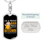 Bitcoin Proud Dad Crypto Keychain Stainless Steel or 18k Gold Dog Tag Keyring-Express Your Love Gifts