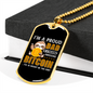 Bitcoin Proud Dad Crypto Necklace Stainless Steel or 18k Gold Dog Tag 24" Chain-Express Your Love Gifts