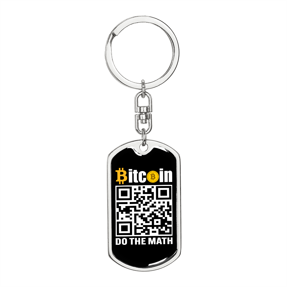Bitcoin QR Code Crypto Keychain Stainless Steel or 18k Gold Dog Tag Keyring-Express Your Love Gifts