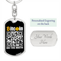 Bitcoin QR Code Crypto Keychain Stainless Steel or 18k Gold Dog Tag Keyring-Express Your Love Gifts