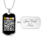 Bitcoin QR Code Crypto Necklace Stainless Steel or 18k Gold Dog Tag 24" Chain-Express Your Love Gifts