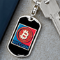 Bitcoin Red Crypto Keychain Stainless Steel or 18k Gold Dog Tag Keyring-Express Your Love Gifts