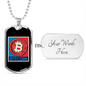 Bitcoin Red Crypto Necklace Stainless Steel or 18k Gold Dog Tag 24" Chain-Express Your Love Gifts