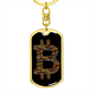 Bitcoin Sign Crypto Keychain Stainless Steel or 18k Gold Dog Tag Keyring-Express Your Love Gifts