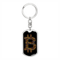 Bitcoin Sign Crypto Keychain Stainless Steel or 18k Gold Dog Tag Keyring-Express Your Love Gifts