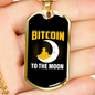 Bitcoin to The Moon Crypto Necklace Stainless Steel or 18k Gold Dog Tag 24" Chain-Express Your Love Gifts