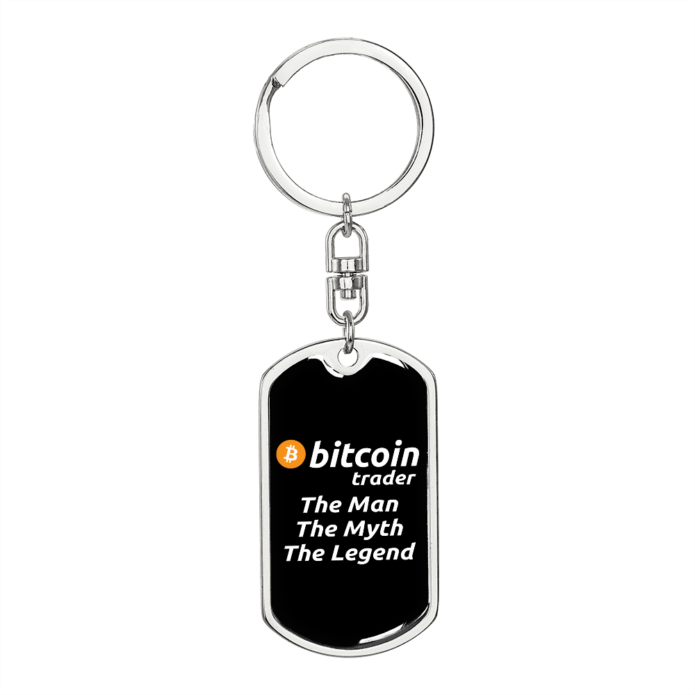 Bitcoin Trader Crypto Keychain Stainless Steel or 18k Gold Dog Tag Keyring-Express Your Love Gifts