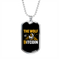 Bitcoin Wolf Crypto Necklace Stainless Steel or 18k Gold Dog Tag 24" Chain-Express Your Love Gifts
