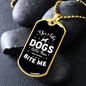 Bite Me Necklace Stainless Steel or 18k Gold Dog Tag 24" Chain-Express Your Love Gifts