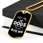 Bite Me Necklace Stainless Steel or 18k Gold Dog Tag 24" Chain-Express Your Love Gifts